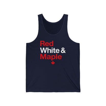 “Red White & Maple” Unisex Jersey Tank - Bold Canadian Pride Design
