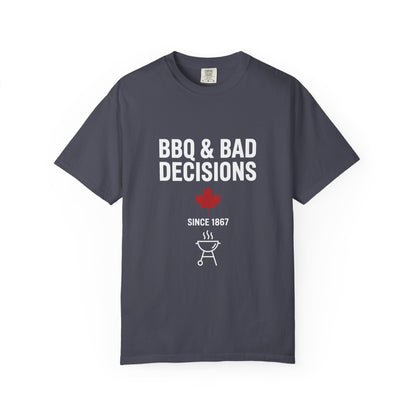 “BBQ & Bad Decisions” Vintage Canada Tee - Campfires, Beers & Maple Energy