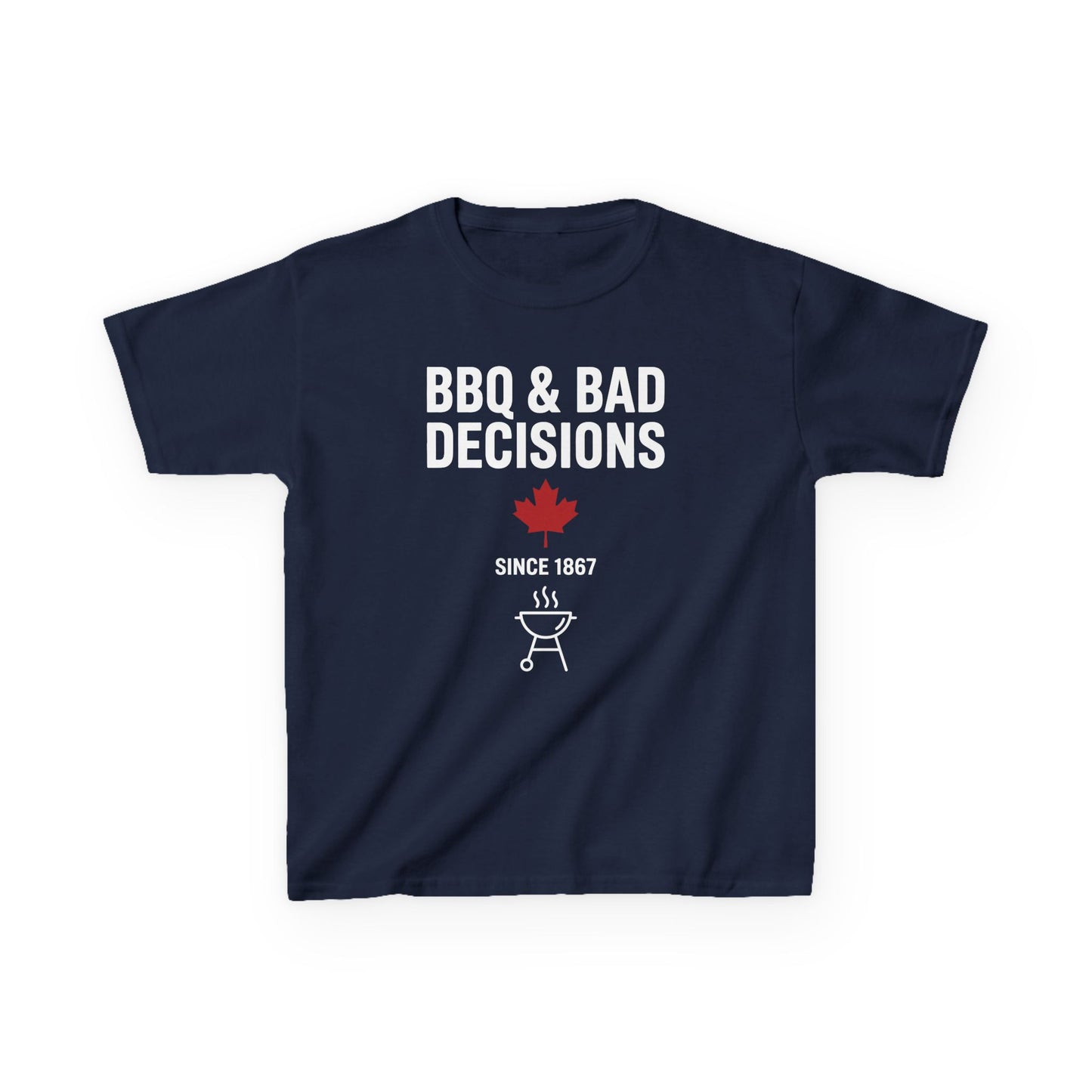 “BBQ & Bad Decisions” Youth Graphic Tee – Cool Canada Camp Shirt