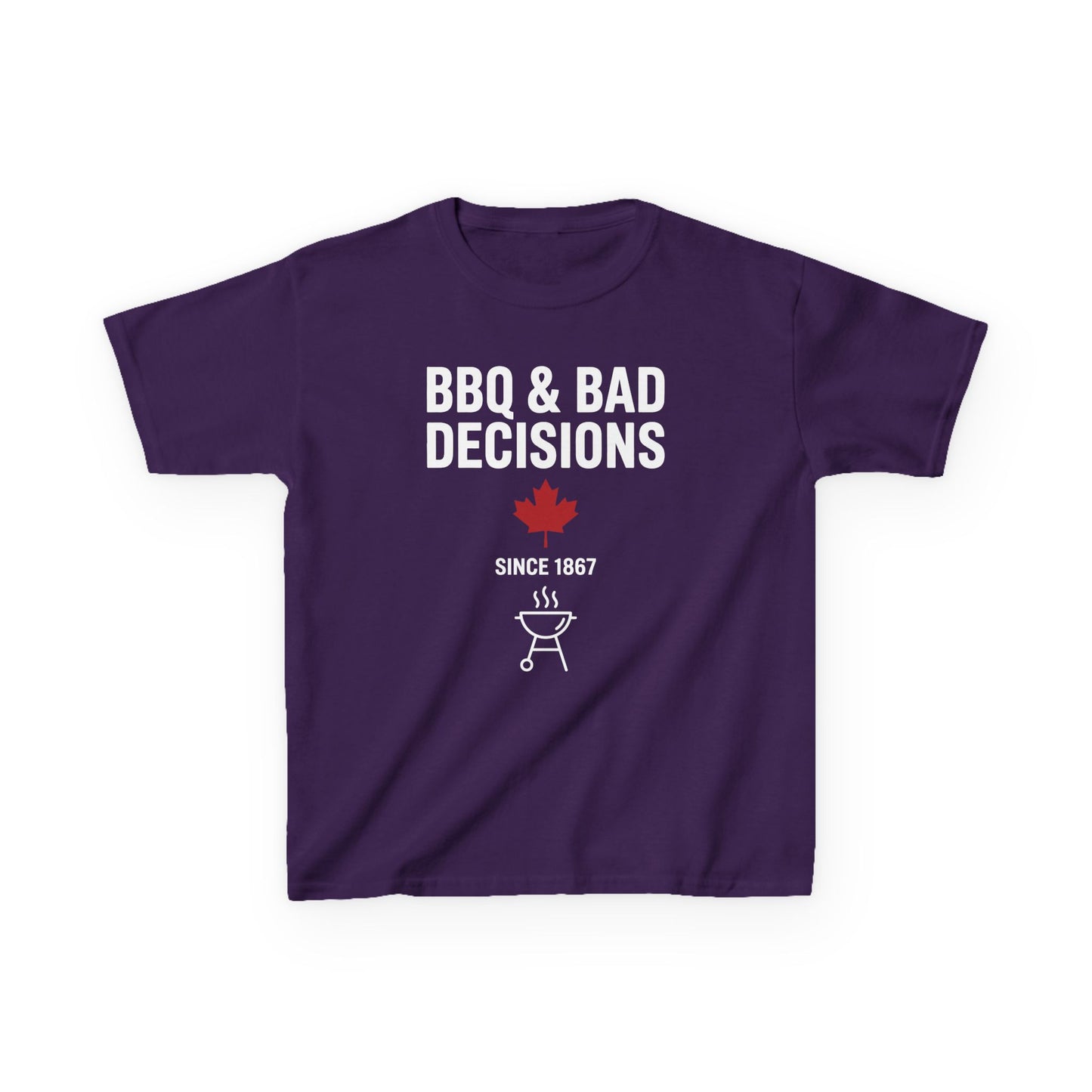 “BBQ & Bad Decisions” Youth Graphic Tee – Cool Canada Camp Shirt