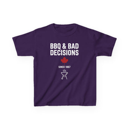 “BBQ & Bad Decisions” Youth Graphic Tee – Cool Canada Camp Shirt