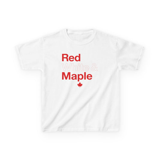 “Red White & Maple” Kids Tee - Patriotic Canada Graphic Shirt