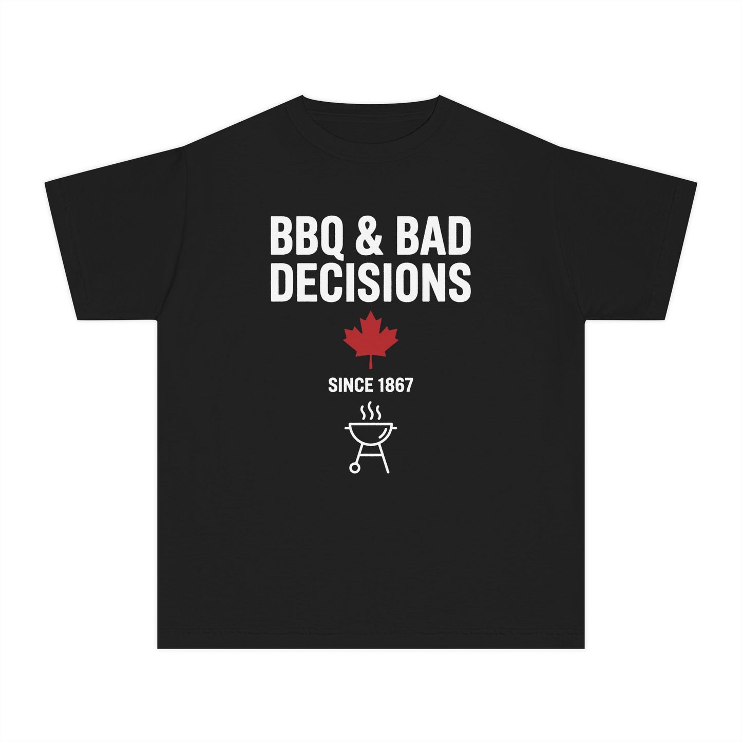 “BBQ & Bad Decisions” Youth Tee - Fun Canadian Summer Shirt for Kids