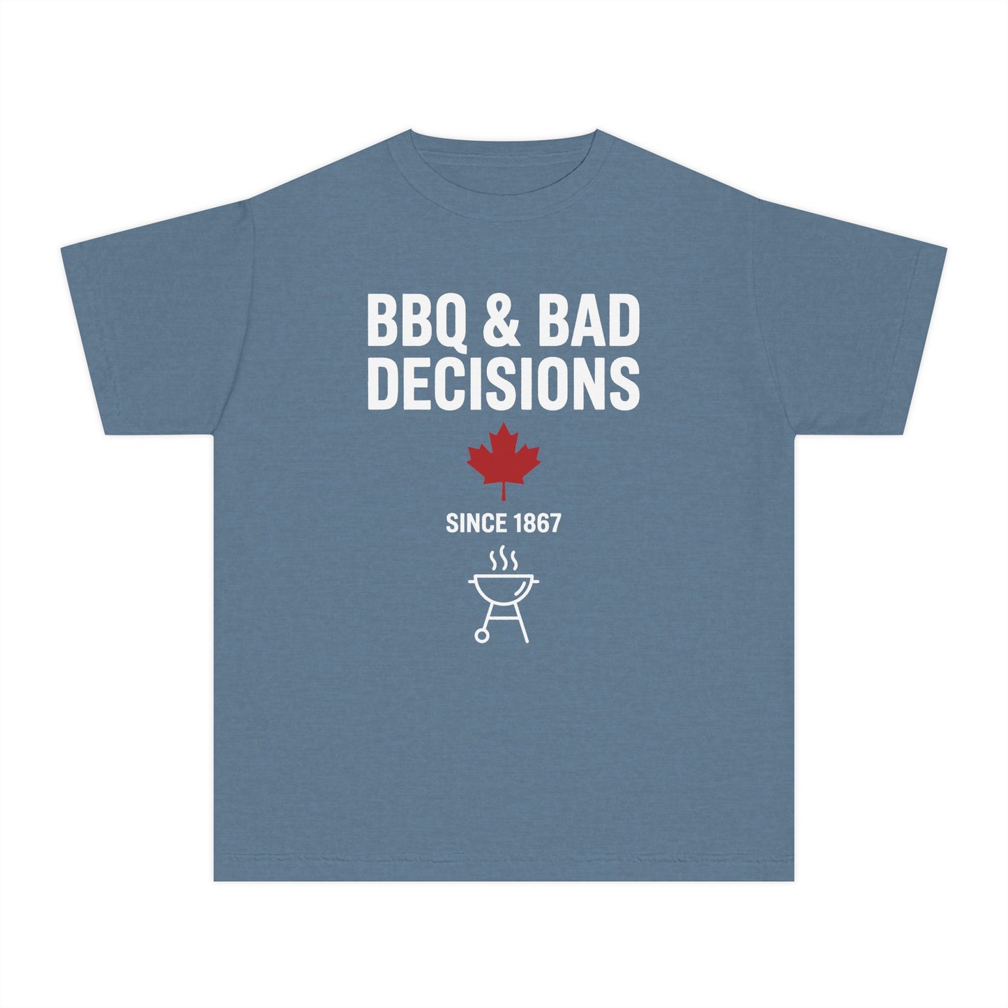“BBQ & Bad Decisions” Youth Tee - Fun Canadian Summer Shirt for Kids