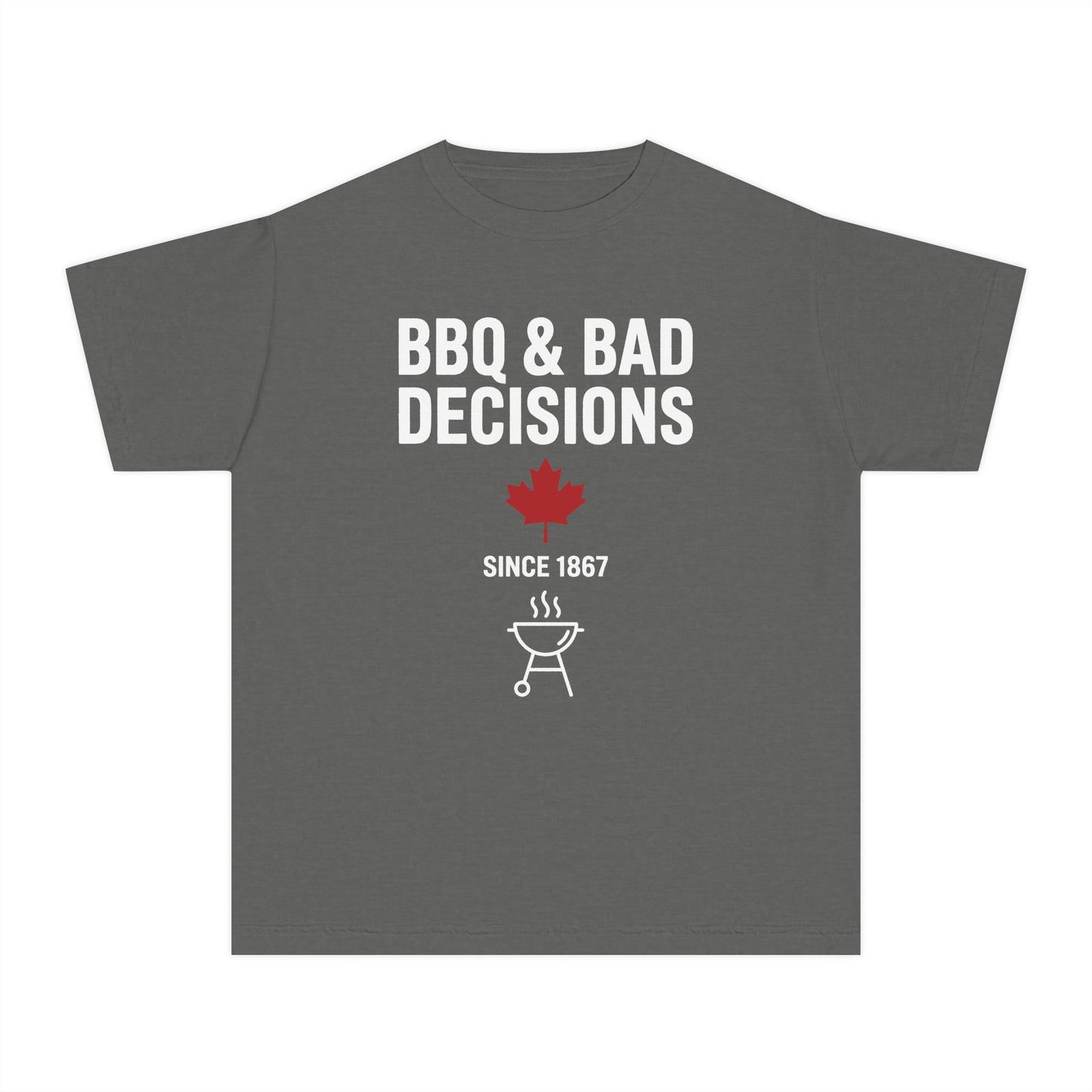 “BBQ & Bad Decisions” Youth Tee - Fun Canadian Summer Shirt for Kids