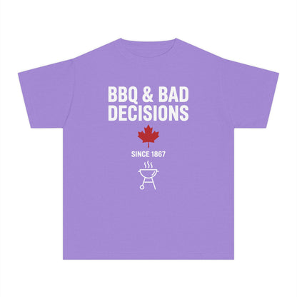 “BBQ & Bad Decisions” Youth Tee - Fun Canadian Summer Shirt for Kids